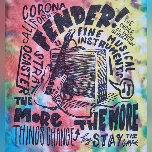 Vintage FENDER Tie Dye Music Graphic T-Shirt - Picture 2 of 8